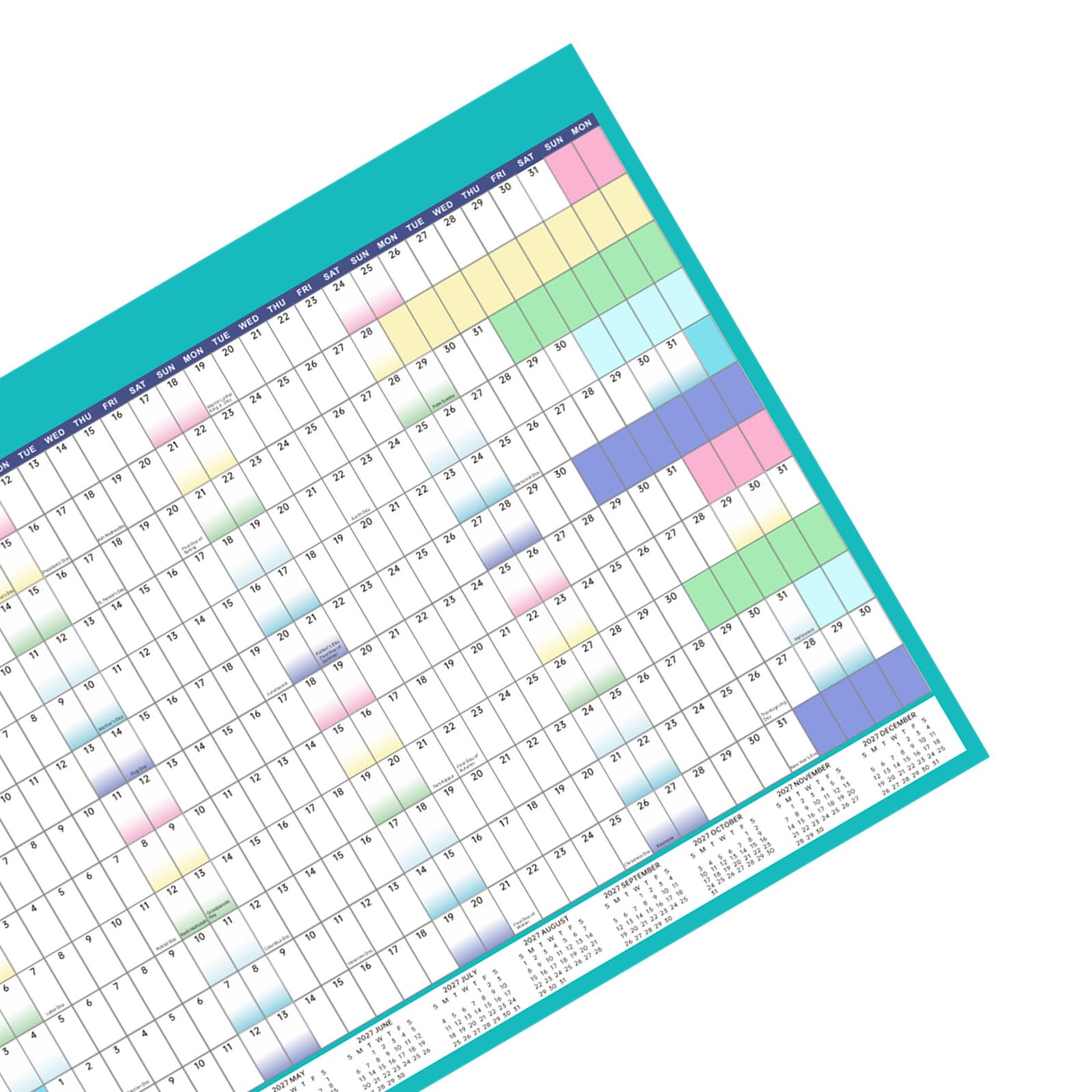 Abaodam Calendario da Parete Annuale Reversibile in Carta e Plastico, Planner Verticale Multipurpose per Uso lungo Termine in Aula e Ufficio