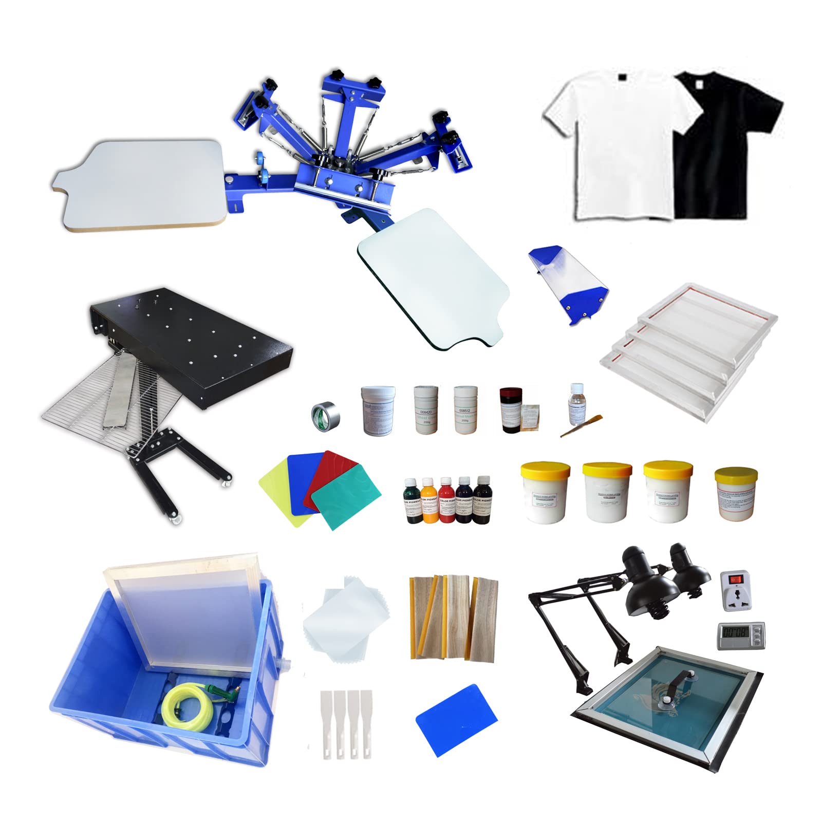 Amazon.com: Tianiuseen Screen Printing Kit 4 Color 2 Station Screen ...