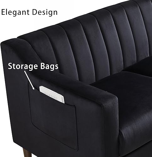 Miniatura 6 de Sofá Chesterfield de terciopelo moderno, sofá grande de 3 asientos, muebles de sofá de 76 pulgadas, cómoda funda tapizada con marco de madera y