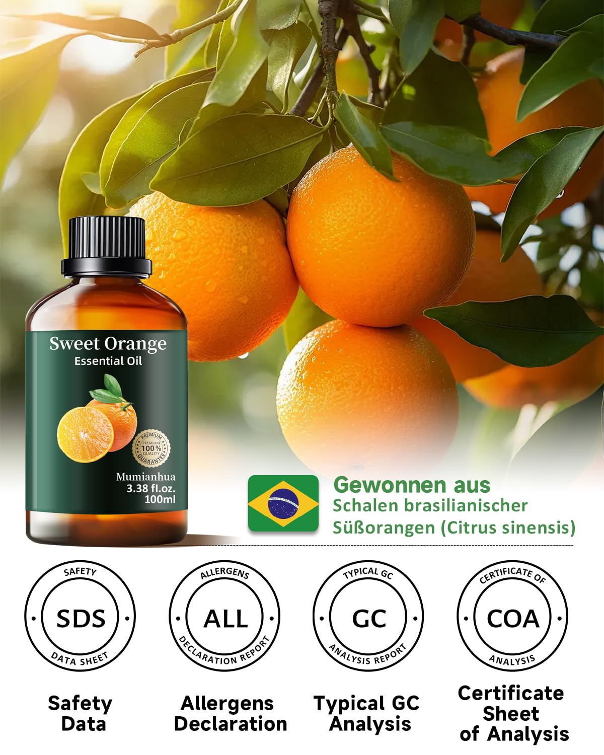 Olio Essenziale di Vaniglia Puro, Mumianhua Olio di Vaniglia Naturale Per Diffusori, Aromaterapia, Cura della Pelle, Profumeria, Creazione di Candele e Saponi Fai da Te‌ 100ml