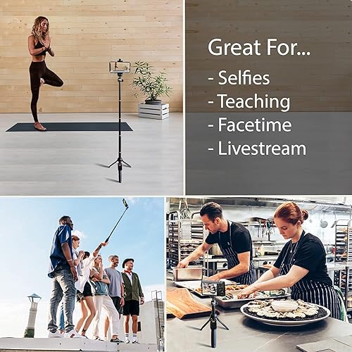 Miniatura 2 de Fugetek Stick y trípode portátil para selfie de 48 pulgadas extensible control remoto Bluetooth todo en uno aleación de aluminio ligera fotos video