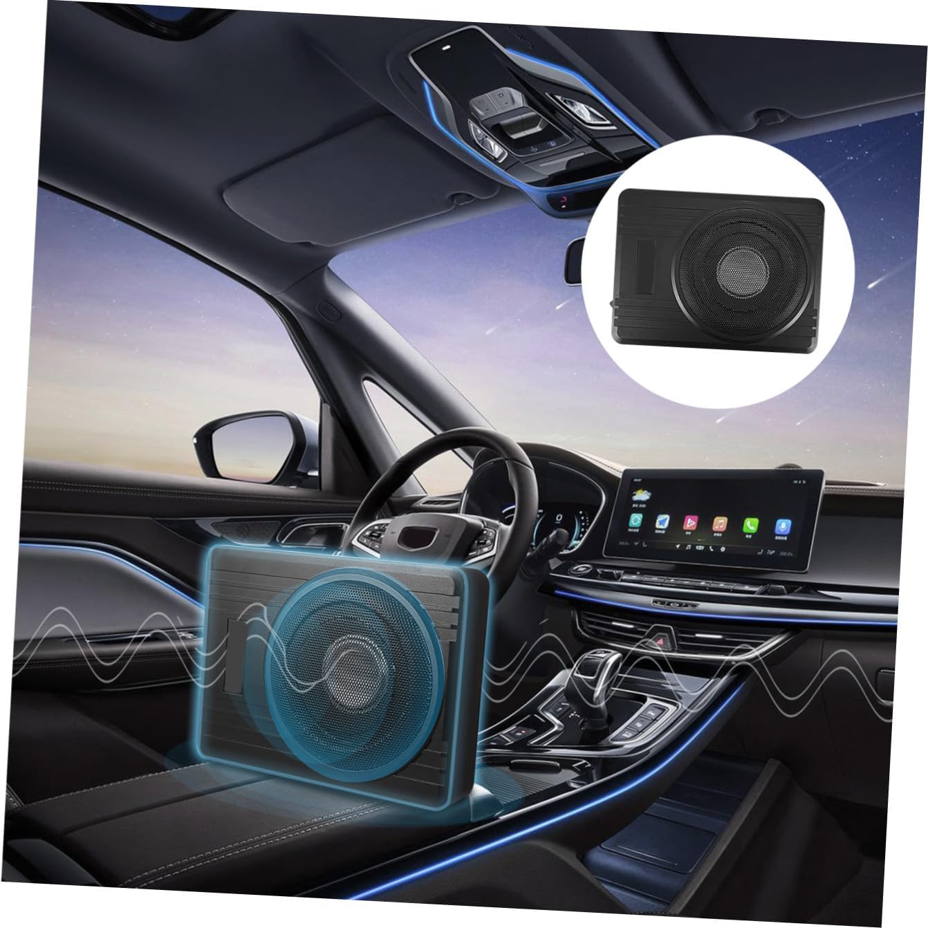 12v 8-inch Aluminum Alloy Car Under Seat Subwoofer Speaker 600w High Power Car Bass Audio System for Vehicle Amplifier Subwoofer Installation
