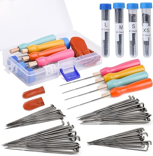 WONVOC Agujas de fieltro de aguja, agujas de fieltro triangulares de 4 tamaños, juego de 80 agujas de fieltro, suministros de fieltro de aguja,