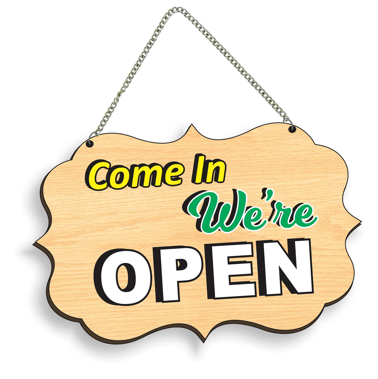 Open - Close' Hanging Sign Board with, Two Sided Printed Durable and Sturdy Printed Wall Hanging 30x20 CM - Sign Board for Shop/Office, Designer Gift for Family, Friends, Gift Idea