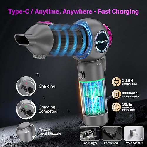 Miniatura 6 de Aspiradora portátil inalámbrica para automóvil (equipada con un interruptor de ventana de un solo toque y cortador de cinturón de seguridad),