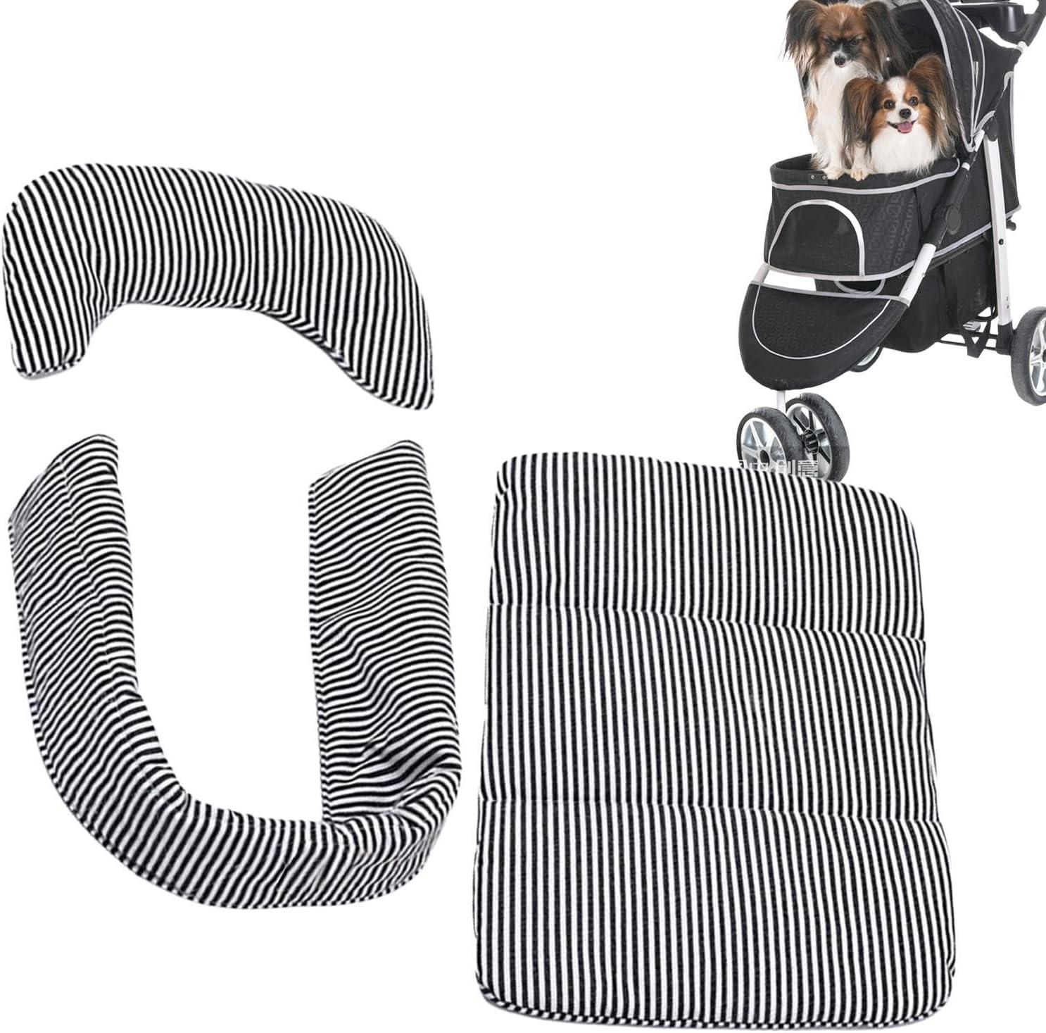 Cat Carrier Pad - Pet Stroller Bed Mat, Washable Anti-Skid Liner with Soft Cushion Pillow, Design | Practical Comfort Mat for Dogs, Cats, Puppies, Animal Cart, Travel, Outdoor Adventures