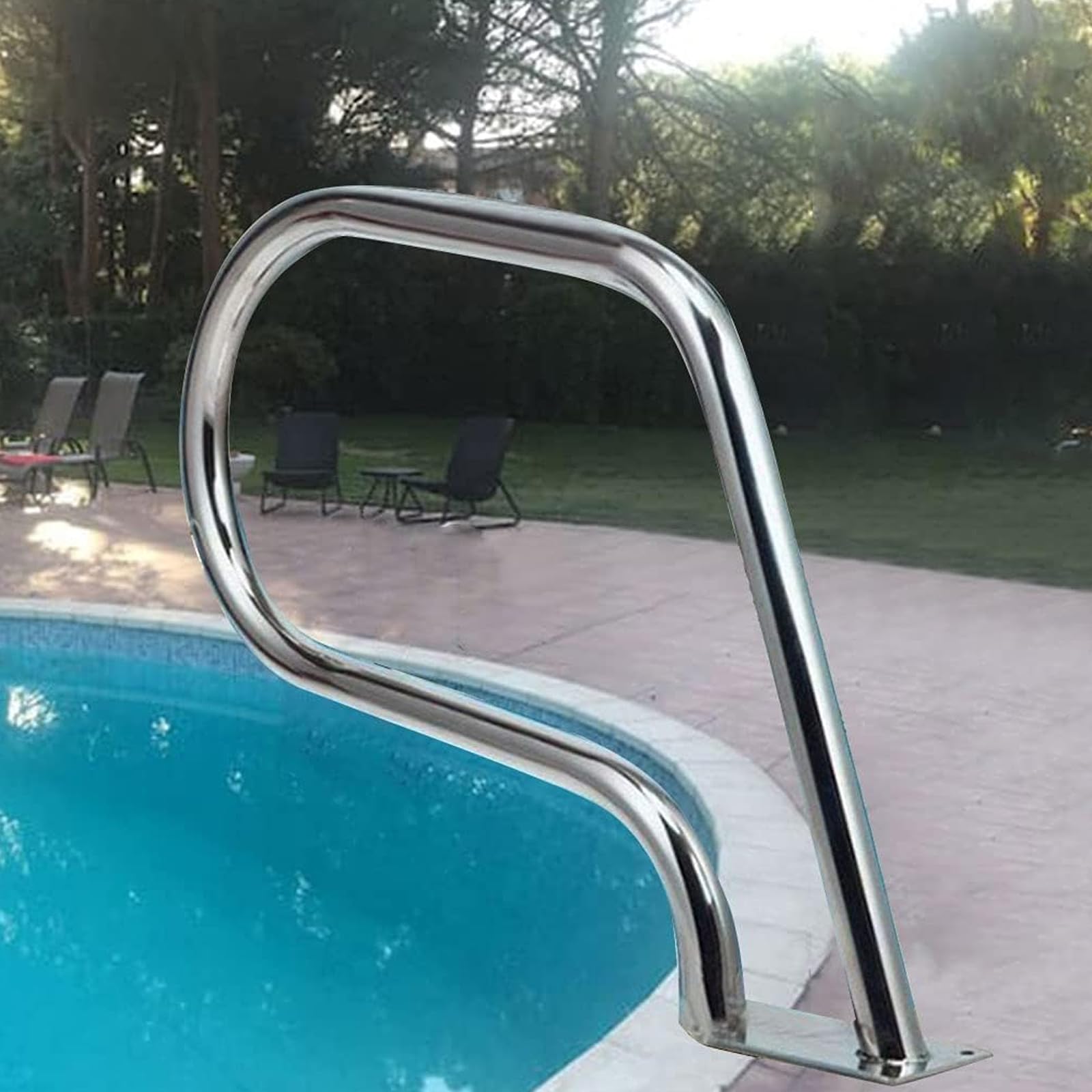 WMYWBYT Pool Handrail Swimming Pool Safety Hand Rail Swimming Pool Rail, Pool Railing 304 Stainless Steel Safety Pool Handrail for Swimming Pool Sloped Entry Spa Water Park