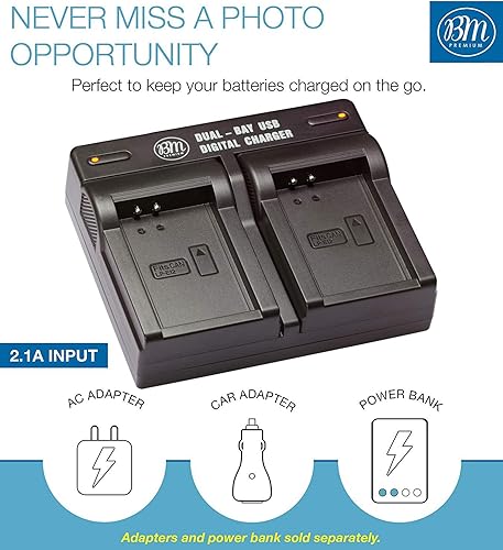 Miniatura 4 de BM Premium Paquete de 2 baterías LP-E12 y cargador de batería dual USB para cámaras digitales Canon EOS-M, EOS M2, EOS M10, EOS M50, EOS M50 Mark