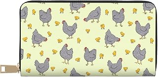 Leather Thin Slim Wallets for Women Men - Cartoon Cute Chicken Egg Green Clutch Wallet for Women Men with Zipper