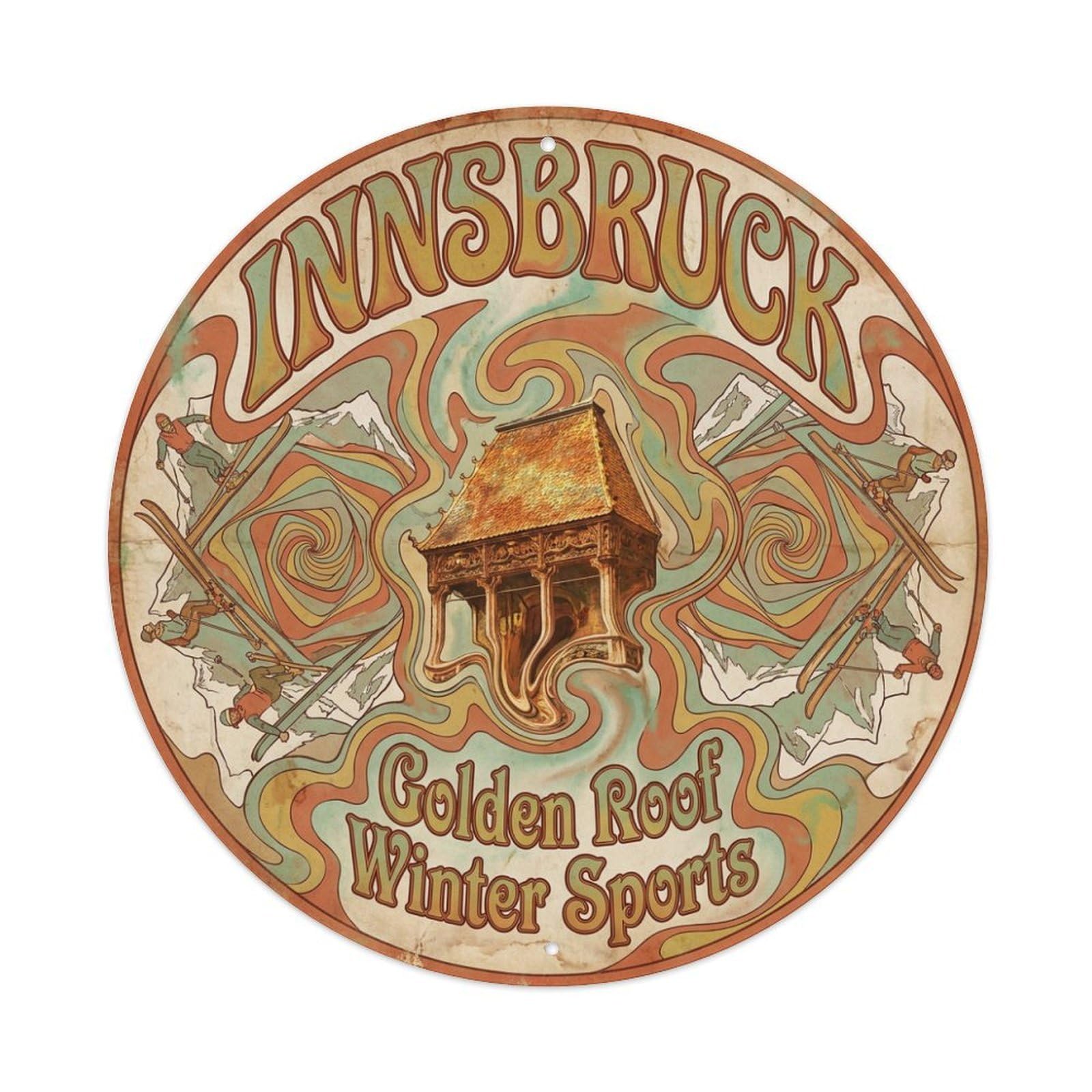 Vintage Travel Innsbruck Austria Mesmerizing Metal Tin Sign