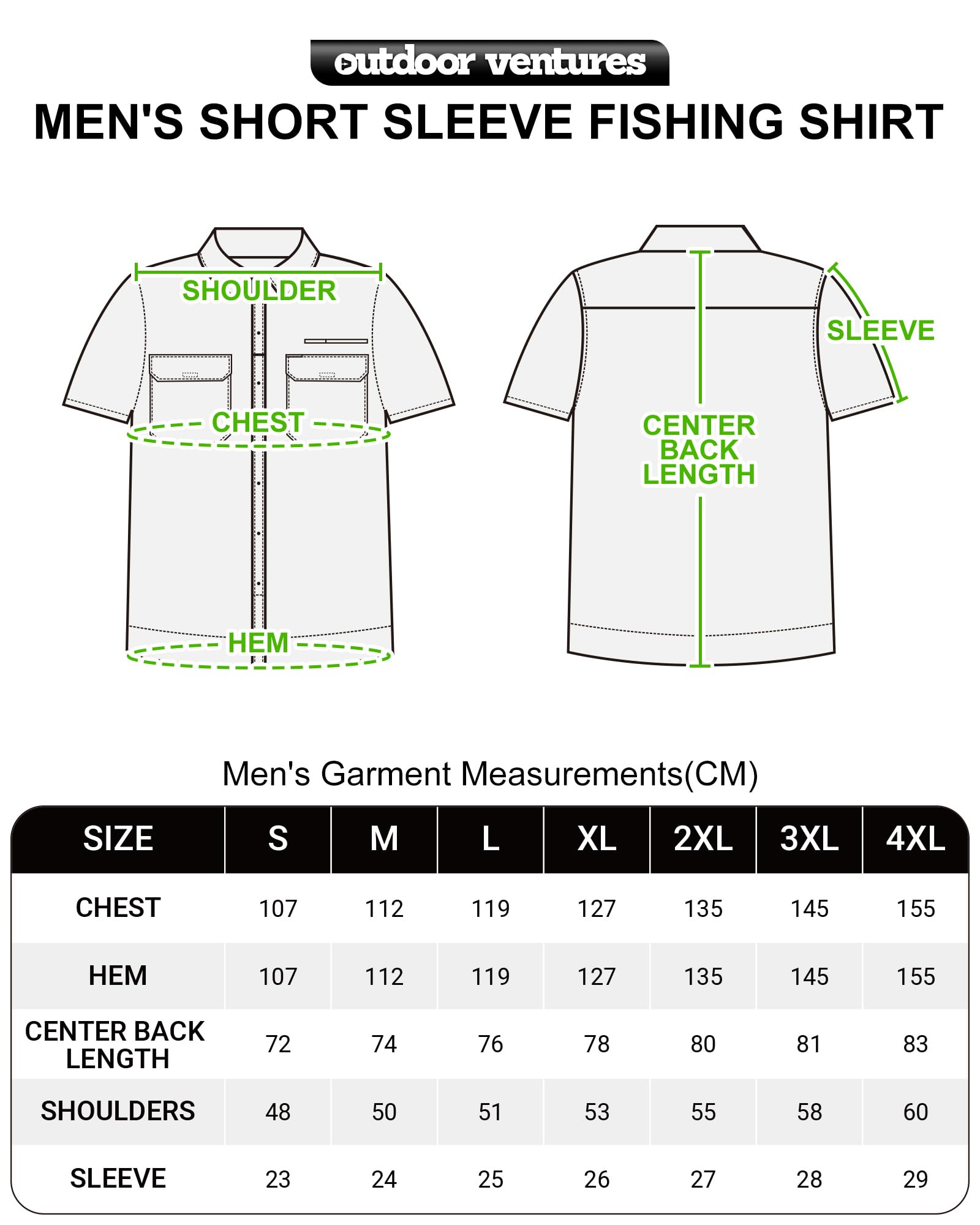 Outdoor Ventures Camisa de hombre de manga corta con protección UV, impermeable, de secado rápido, para senderismo, pesca, viajes, safari