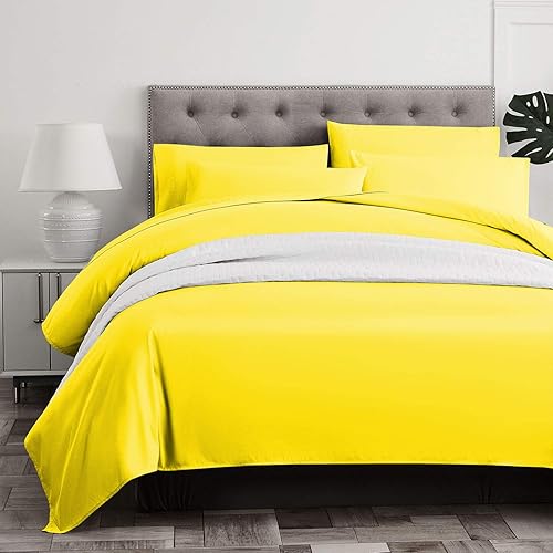 Miniatura 5 de Juego de sábanas de 6 piezas  Luxury 2000 Bedding Series - Sábanas resistentes a las arrugas y la decoloración., Microfibra, Amarillo, Completo