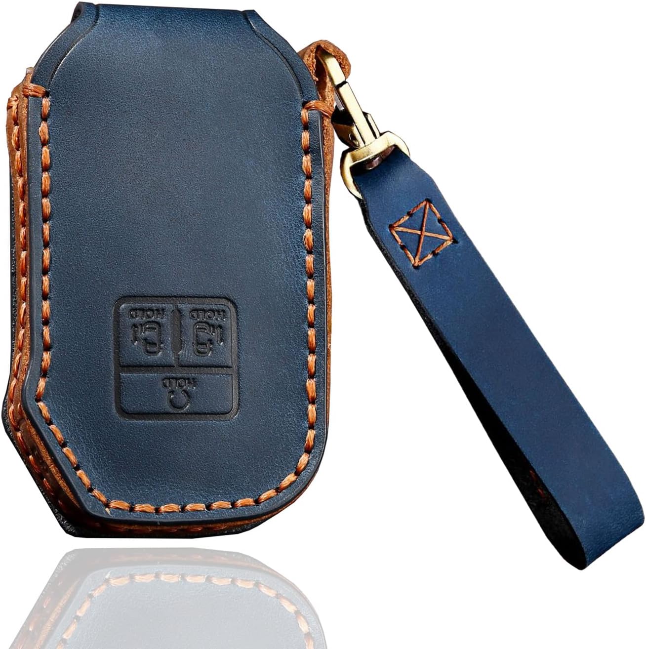 SANRILY for Kia Carnival Key Fob Cover 2022 Keyless Full Protector Leather Key Case Shell Blue