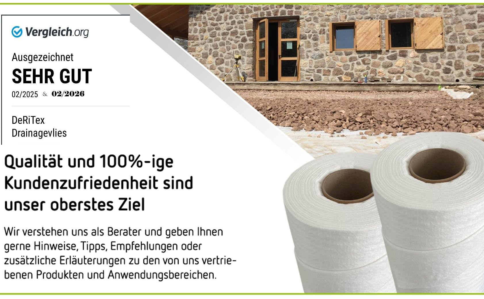 200g/300g/500g Drainagevlies, Filtervlies (300g - 1m x 25m = 25m²)