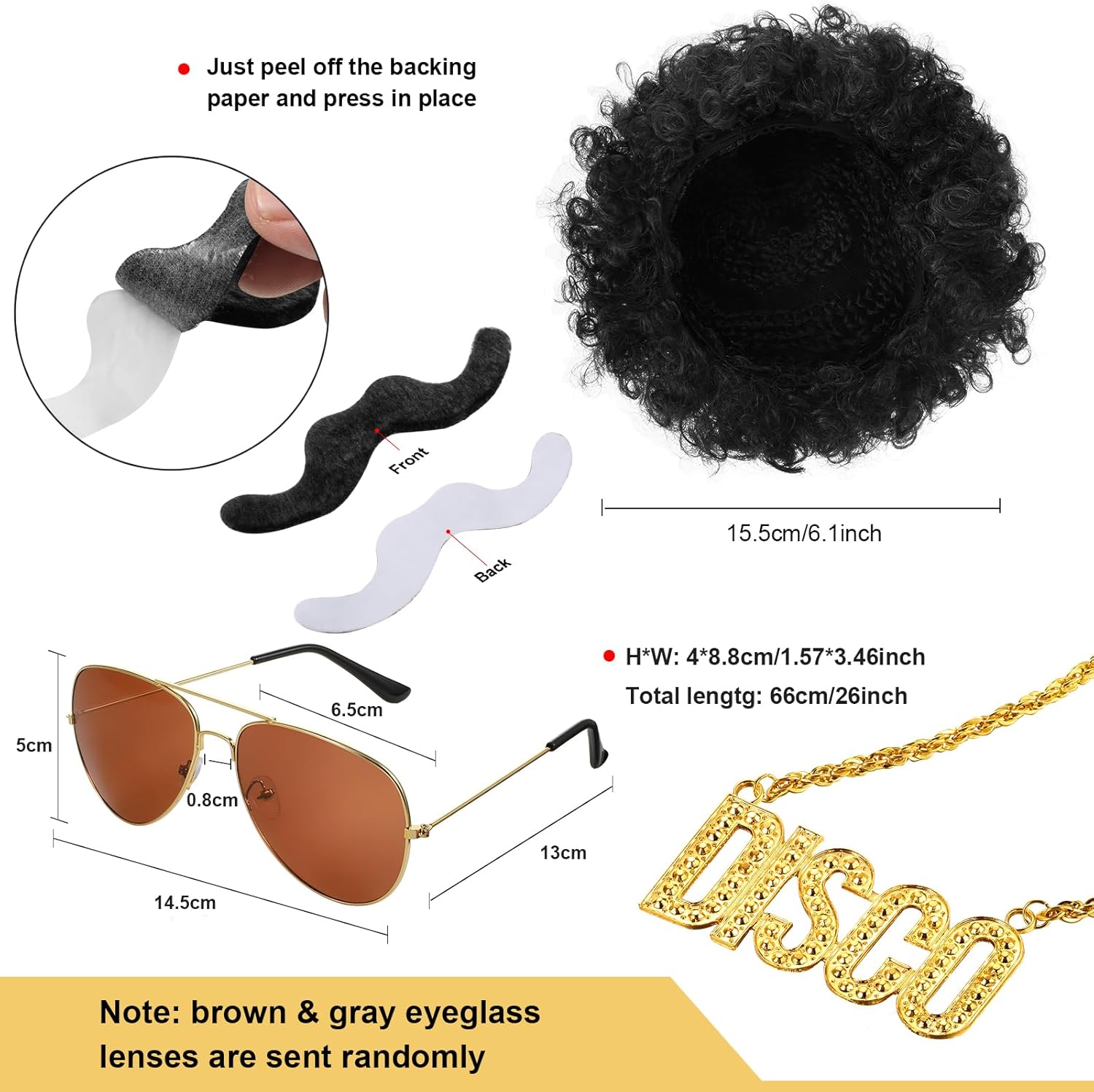 Mepase 6 Pcs Mens 70s Disco Outfits Retro New Year Eve Couples Halloween 80s Costume with Bell Bottom Pants - Image 2