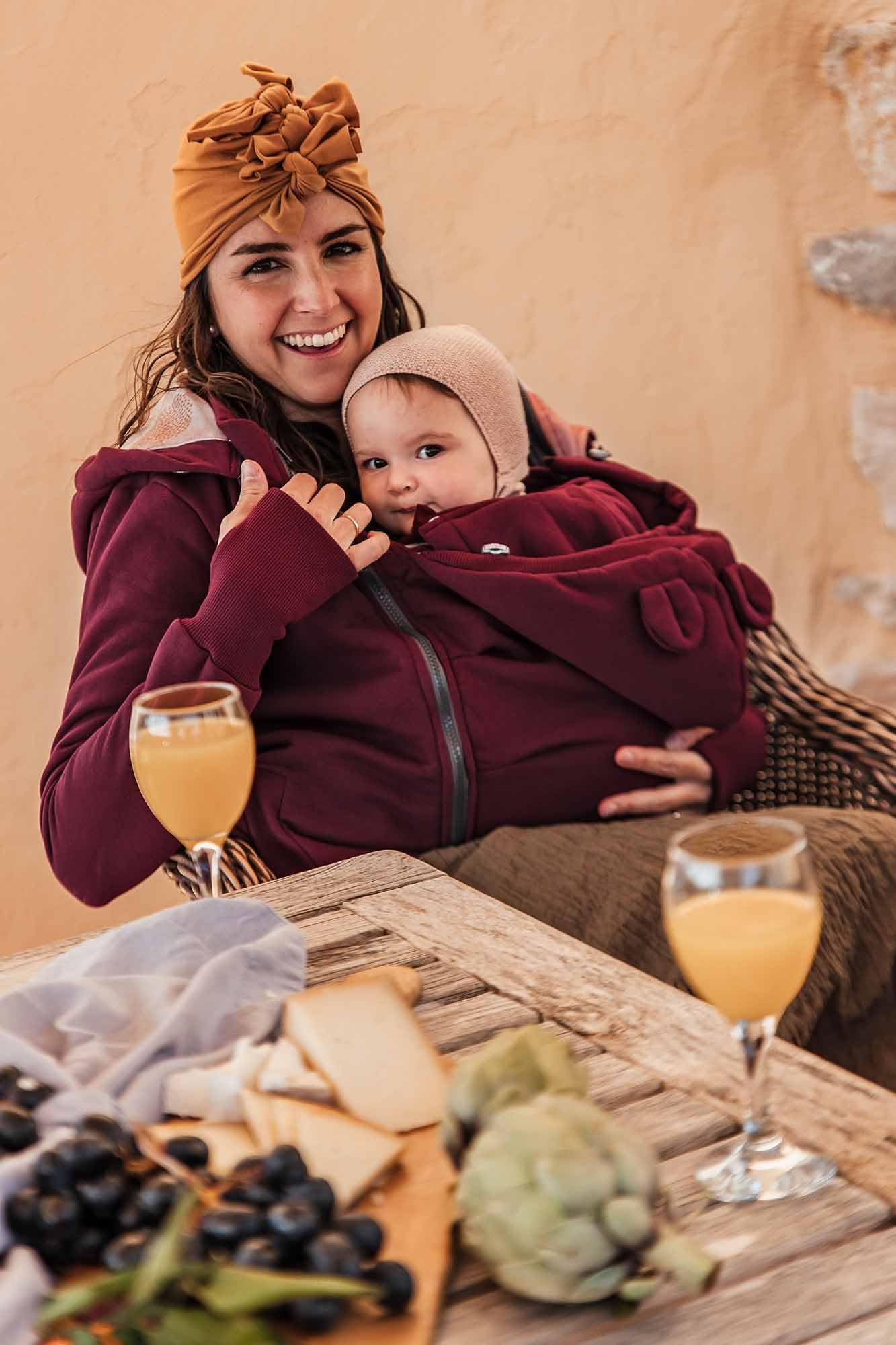 fun2bemum Pola 4in1 Baby Tragejacke für Mama Känguru Kapuze VORNE/HINTEN