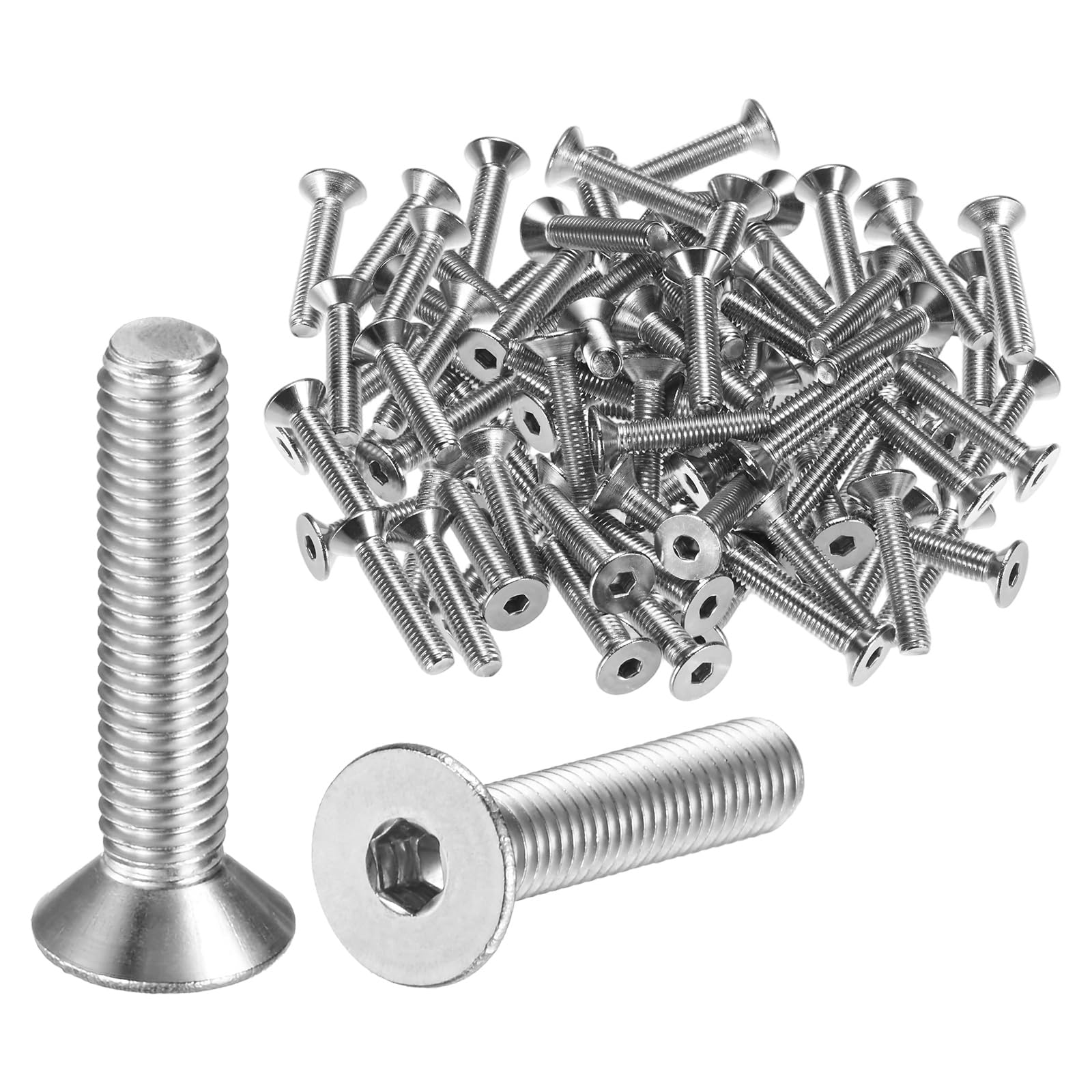 M METERXITY 80-Pack Flat Head Machine Screws M5 x 25mm Inner Hex Socket Cap Screws 304 Stainless Steel Socket Countersunk Fasteners Bolts for Electronics/Machinery Equipment/Home