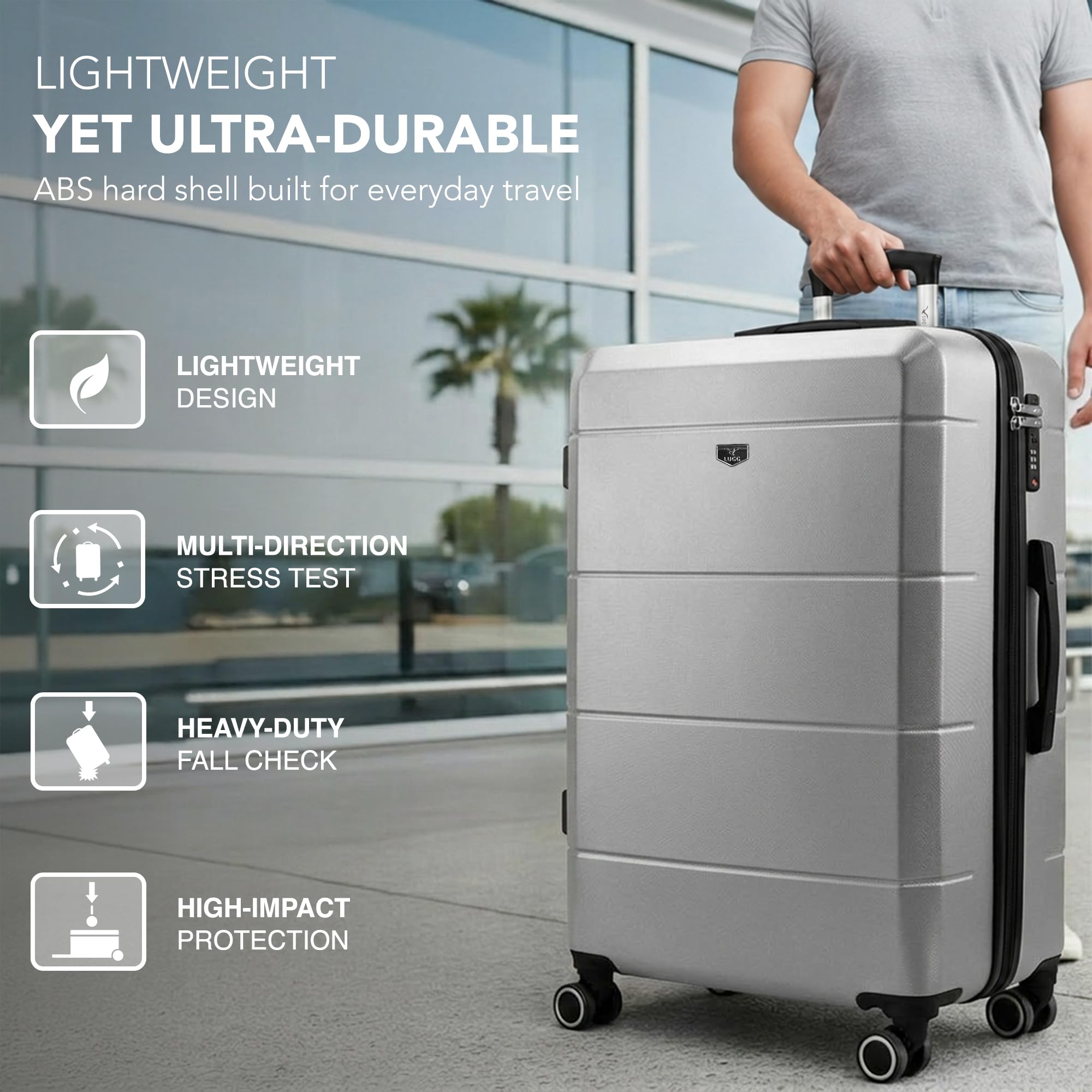 LUGG - Jetset 40cm Suitcase - 40x30x20cm- Ryanair Compatible - Underseat Size - Hard Shell ABS - Spinner & Removable Wheels - Lightweight Travel Luggage- Cream/Brown — view 205