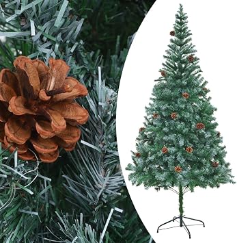 Artificial Pre-lit Christmas Tree with Pinecones 82.7" Arboles De Navidad Con Luces Small Christmas Tree Fake Tree Outdoor Christmas Tree for Porch Living Room Room Office