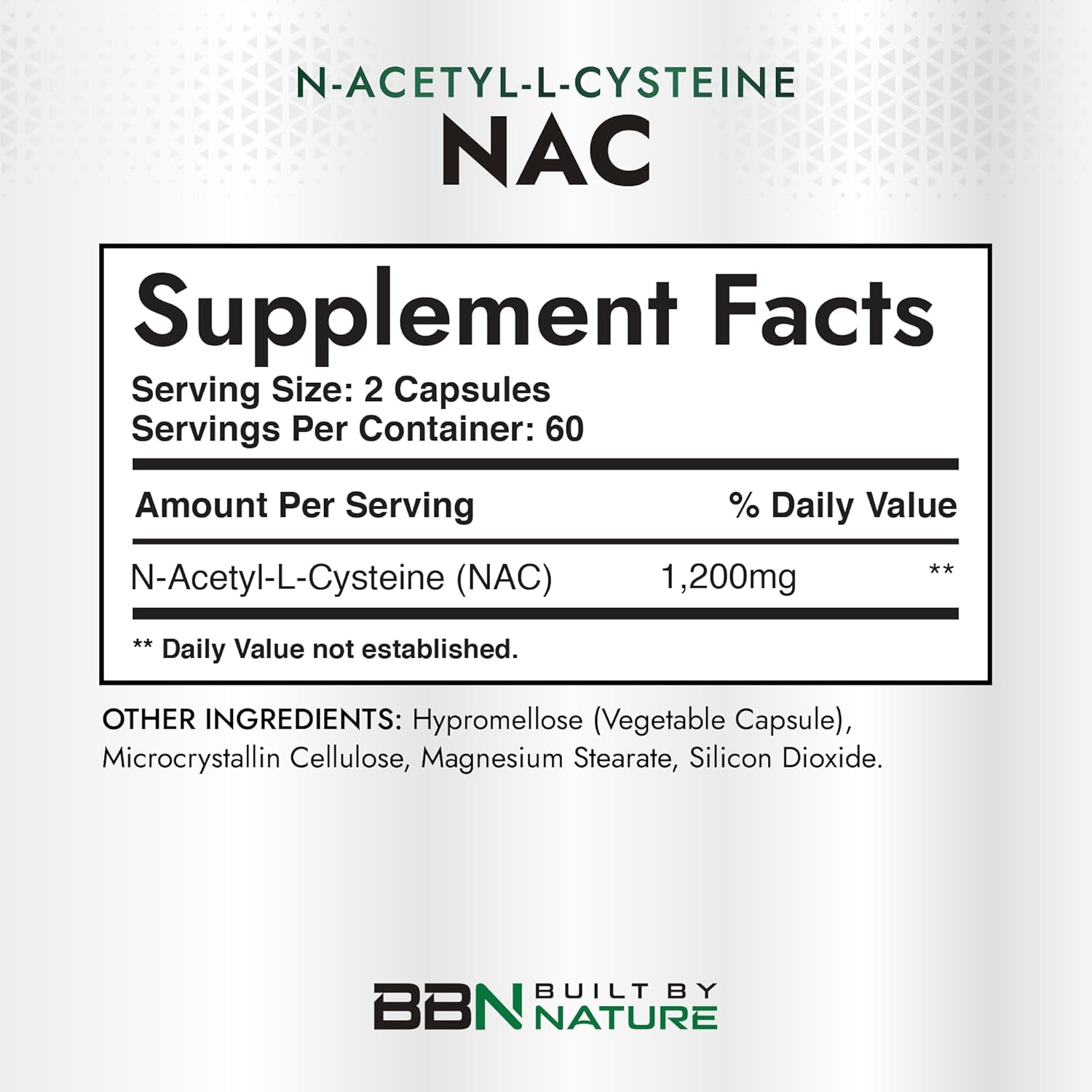 Built by Nature NAC Supplement – 1200mg N-Acetyl-L-Cysteine – Immune & Respiratory Support, Liver Health, Antioxidant Supplement – Non-GMO, Gluten-Free 120 Capsules - Image 2