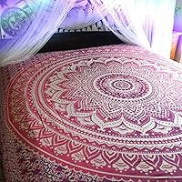 Vista 13 de Bless International Tapiz de algodón tradicional indio hippie con mandala para colgar en la pared, colcha bohemia (individual (54 x 72 pulgadas)