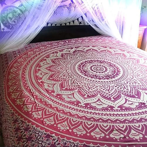 Miniatura 13 de Bless International Tapiz de algodón tradicional indio hippie con mandala para colgar en la pared, colcha bohemia (individual (54 x 72 pulgadas)