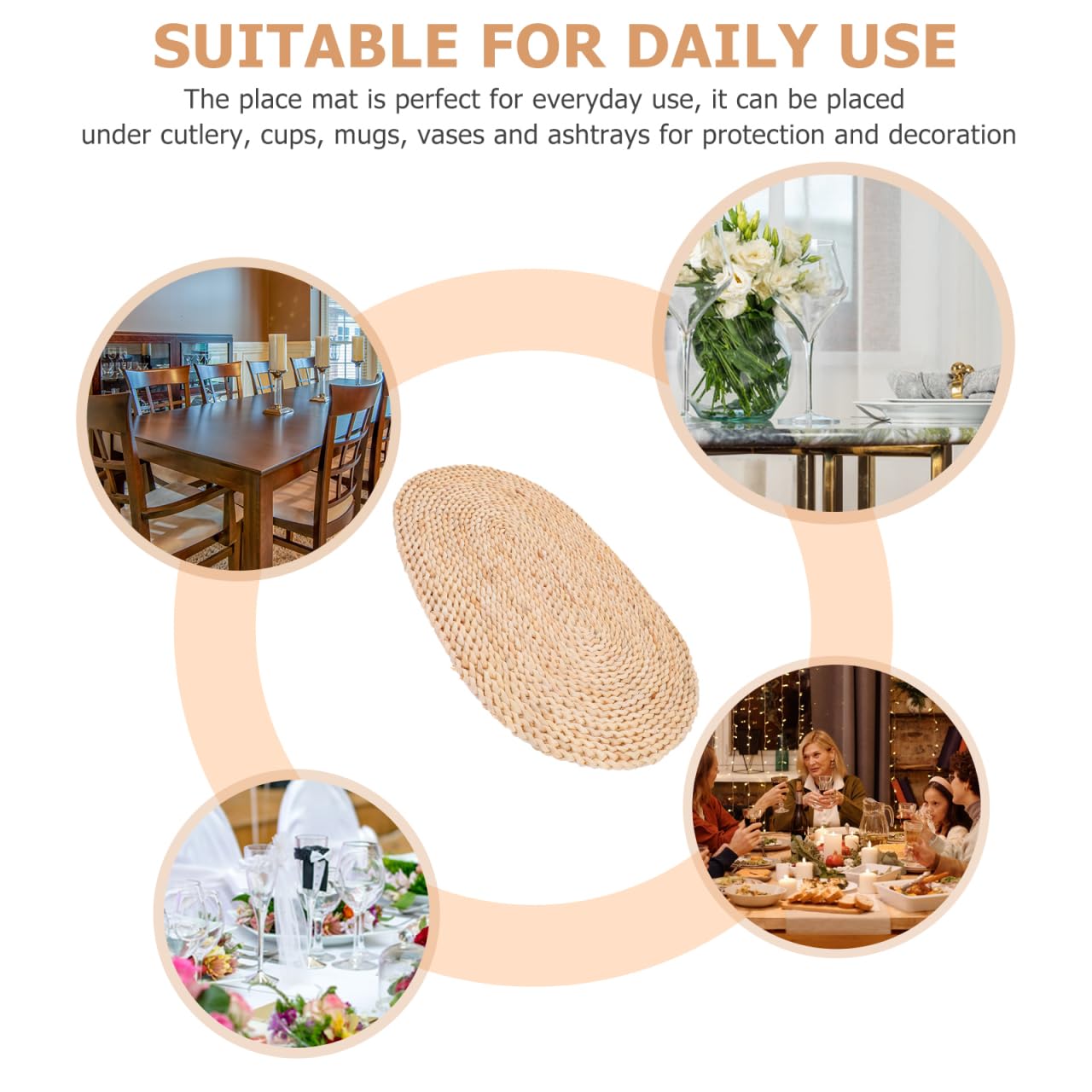 Cabilock Set de Table Oval en Paille de Maïs Tressée Naturelle 30x45 Cm Antidérapant Résistant la Chaleur pour Table à Manger Usage Quotidien Décor Rustique