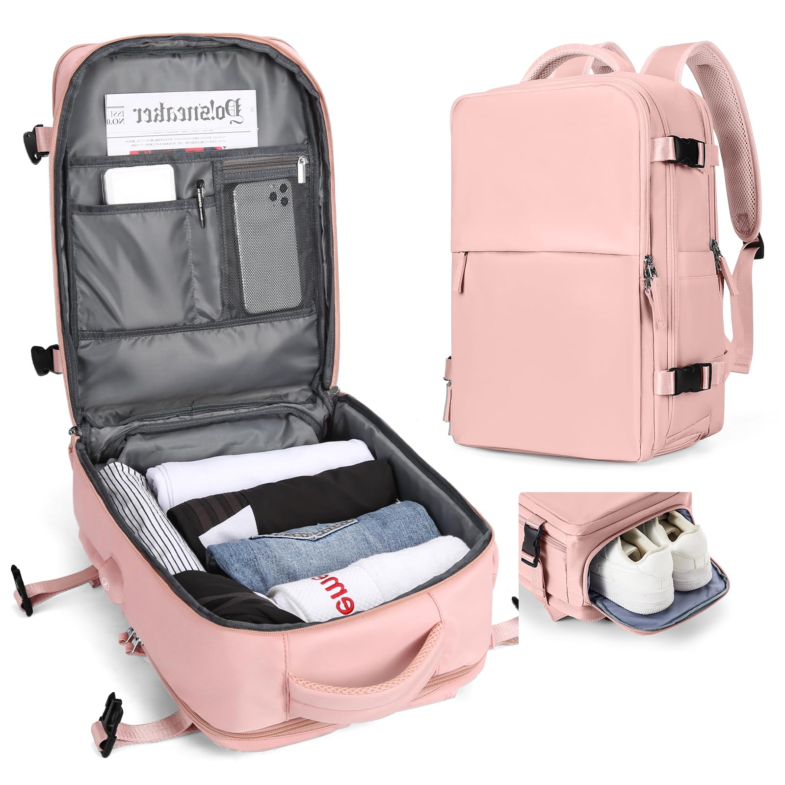 SZLX Zaino Ryanair 40x20x25 Bagaglio a Mano zaino Borse da Cabina per Easyjet 45x36x20 Zaino da Viaggio donna con porta ricarica USB, Borsa da Viaggio aereo Zaino Computer Impermeabile Casual Daypack