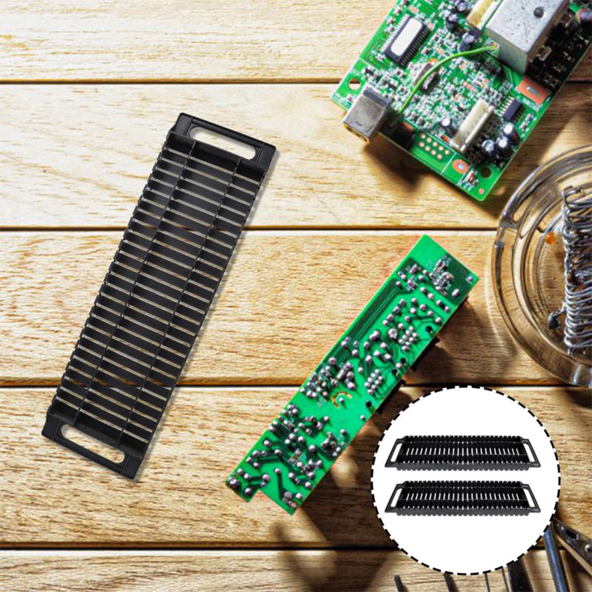 VOSAREA Porta Schede PCB Antistatico 4Pezzi 25 Slot in Plastica Nero per Riparatori e Elettronici in Laboratori Tecnici