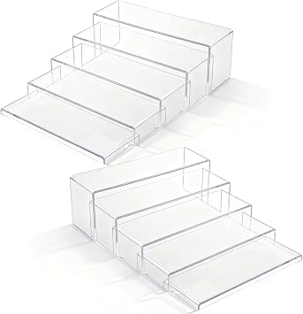 Aminigram Large Acrylic Display Risers, 2 Set - 10 Pack Collectibles Display Shelf, Acrylic Risers Display Stands for Show Figures, Cupcake, Perfume, Jewelry, Toys12.4L12L11.6L11.2L10.8L