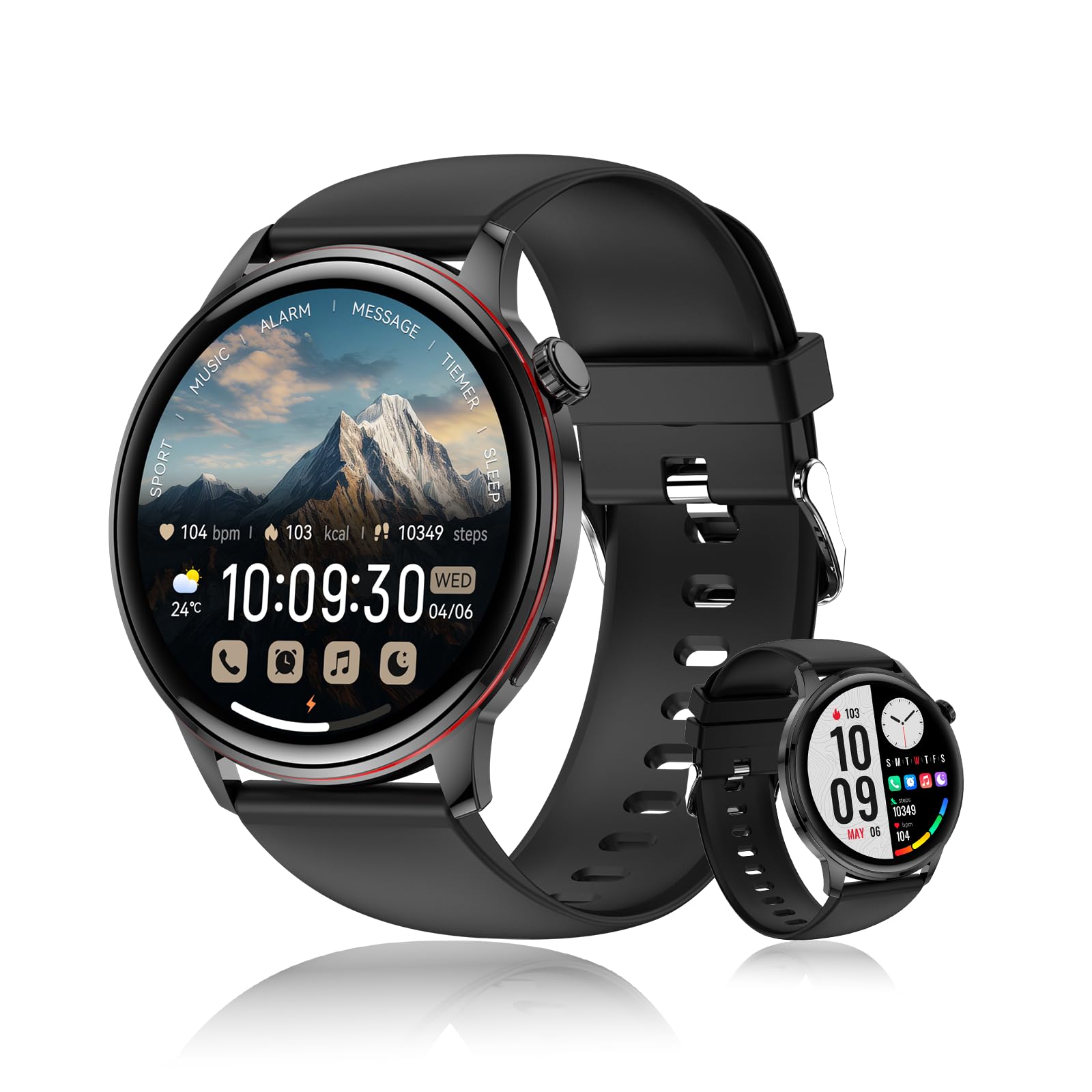 Smart Watch for Men Women 1 43 AMOLED HD Display Smartwatch IP68 Waterproof Fitness Tracker Watch with 110