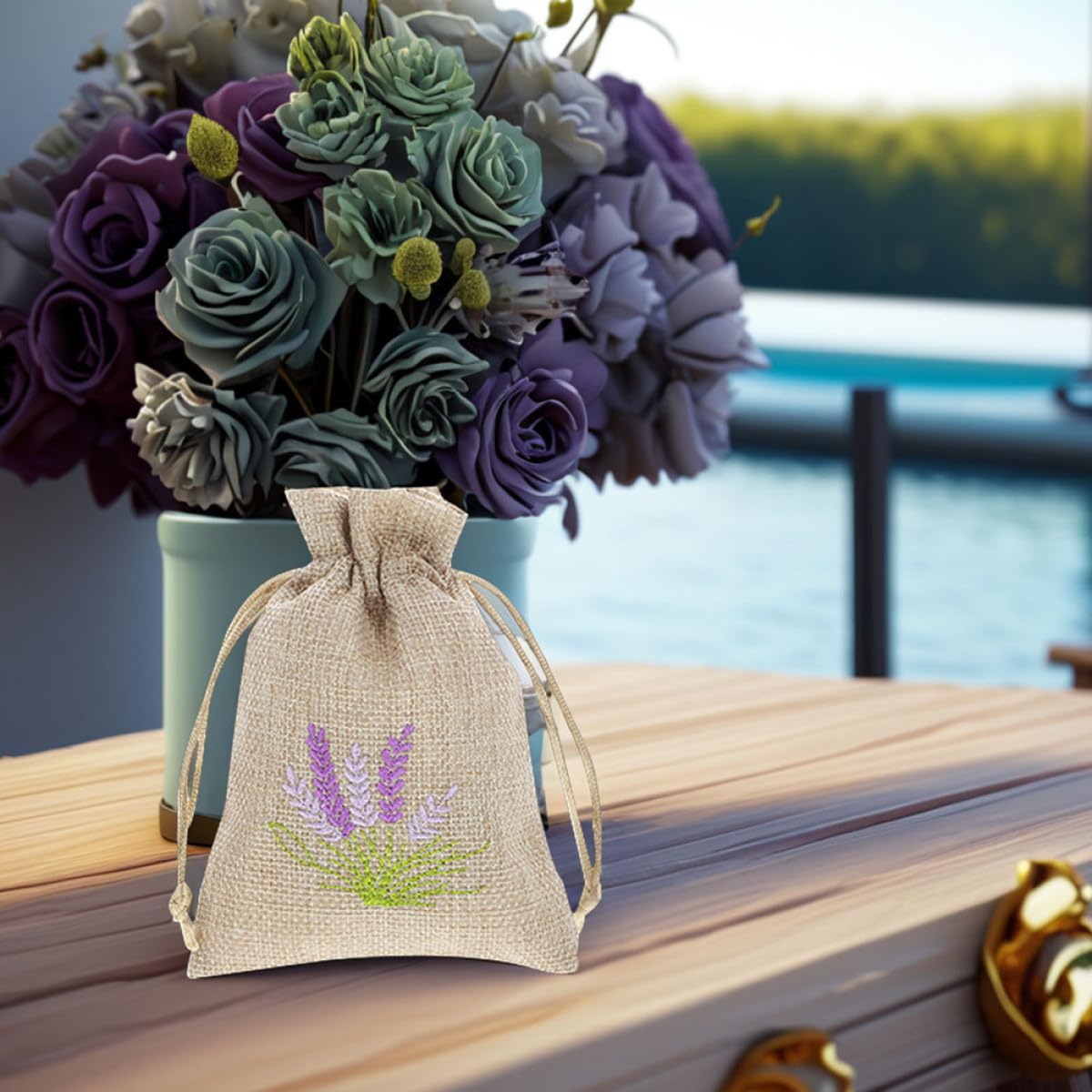 HANABASS 22 Sacchetti in Tela di Juta Chiusura a Coulisse, Sacchetti Profumati alla Lavanda per Gioielli e Piccoli Oggetti, Design Elegante per Casa e Regali