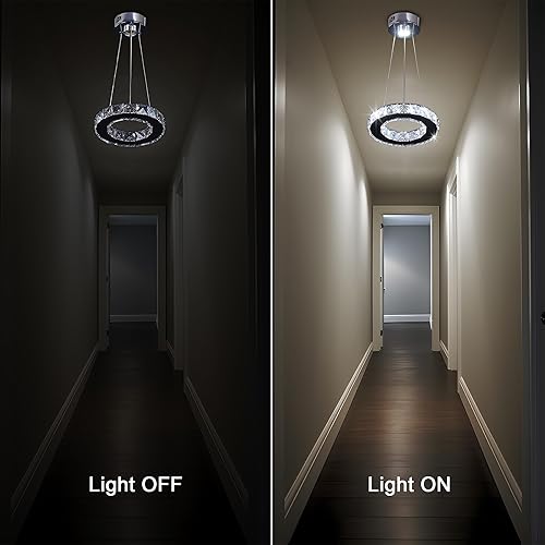 Miniatura 6 de Candelabros de cristal modernos con iluminación colgante LED, anillo redondo, cromado, montaje empotrado, lámpara de techo, mini candelabros para