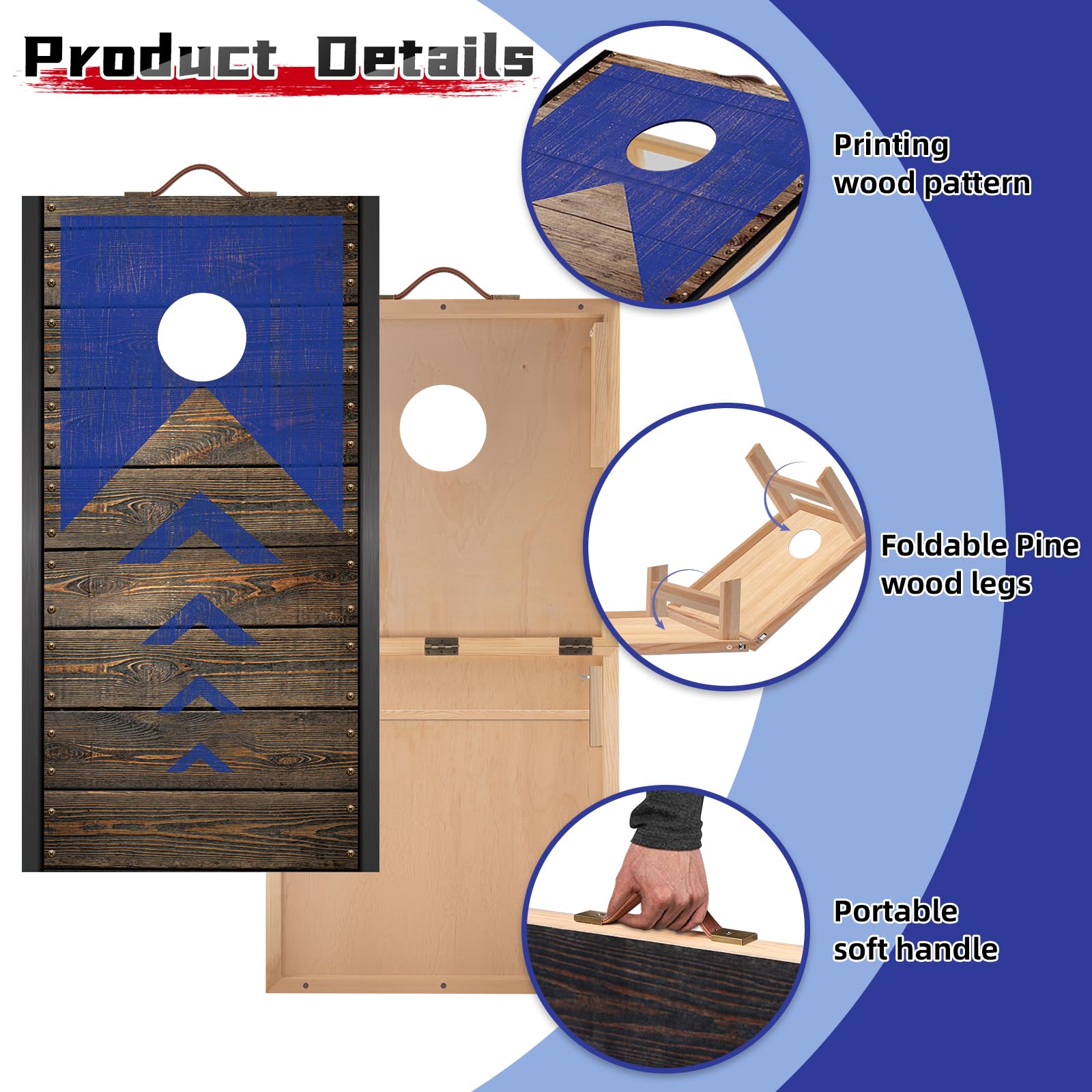 NZQXJXZ 90 x 60 cm plegable Cornhole Juego Outdoor Cornhole Saquitos con 8 sacos de frijoles & Bolsa de transporte para patio trasero, césped, playa 2 en 1 Camping Outdoor Juego
