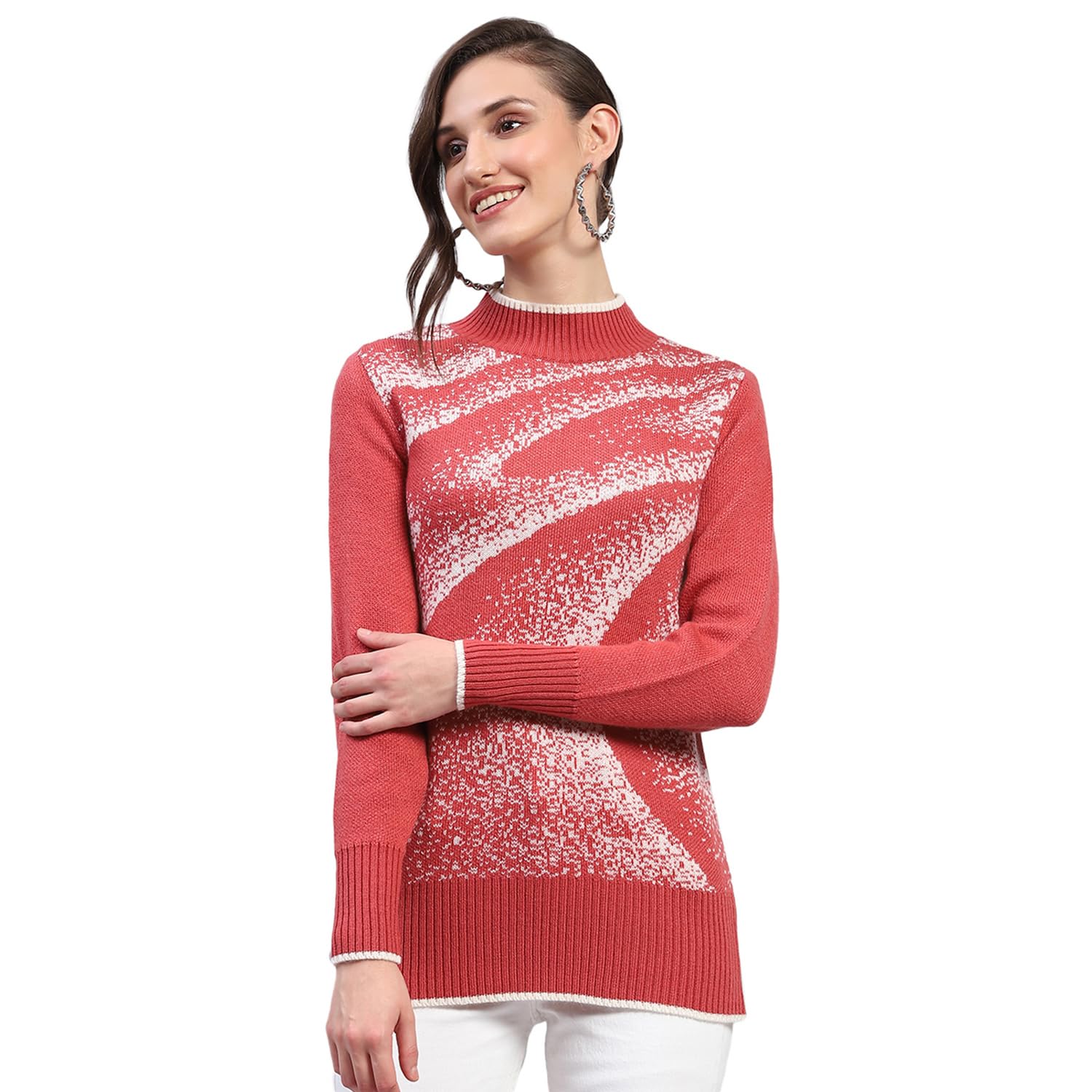 monte carlo Womens Self Design Band Neck Full Sleeve Top (1243713TP)-picture-13