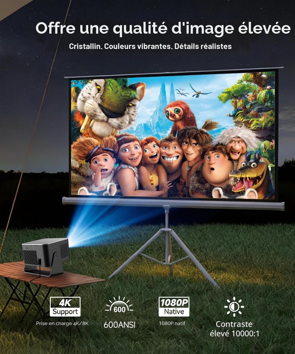 Magcubic Mini Projecteur 4K 8K 1080P Pris en Charge, Videoprojecteur Portable, Android 14 WiFi 6 Bluetooth 5.4, 600 ANSI, Focus Automatique, Haut-Parleur 12W, Rotation de 180° Handy Heimkino Outdoor