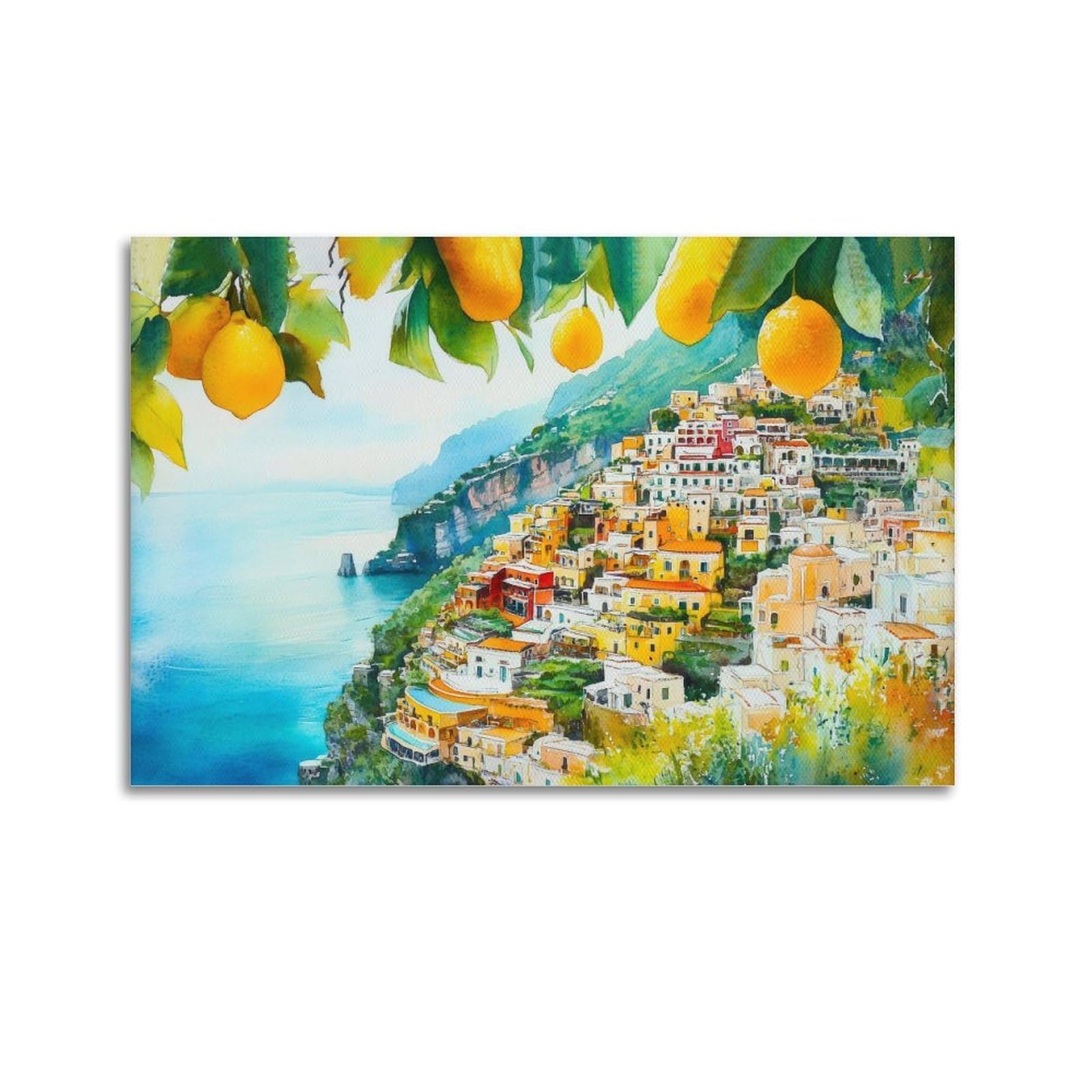 xiaoxiaoshen Santorini Landscape Greece Coastal Village Scenic_9 Canvas Poster Wall Art Prints Room Aesthetic Murals Bedroom And Living Decorations 20x30inch(50x75cm)