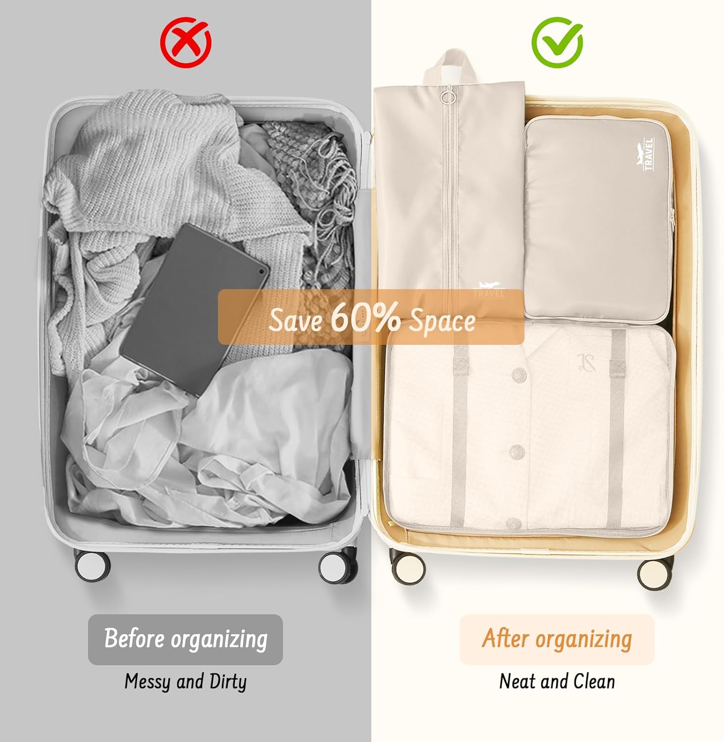 8 Set Packing Cubes for Travel Suitcase Organizer Bags Luggage Packing Cubes Set Travel Essentials Accessories Gifts for Women - Image 3