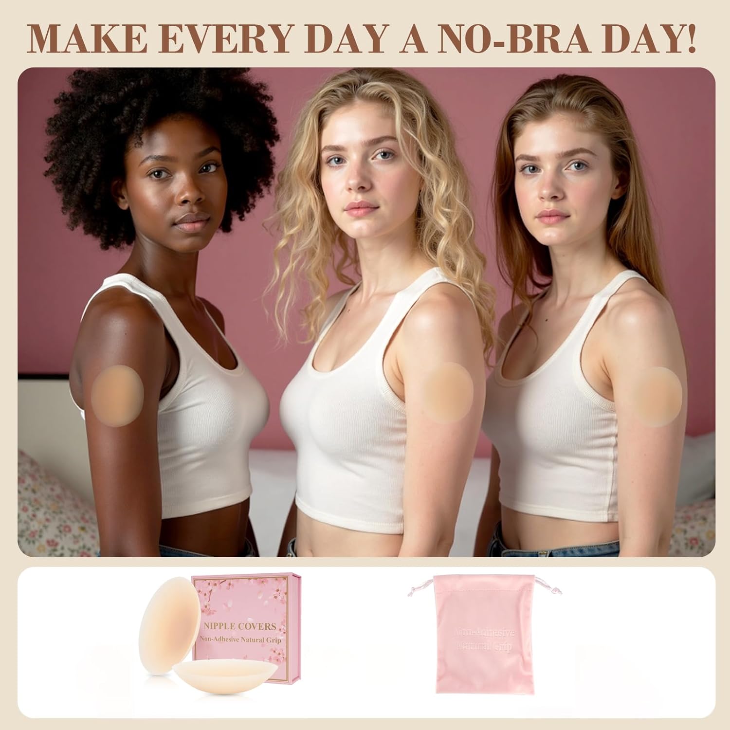 GIZU Not Sticky Medical-Grade Silicone Nipple Covers, Natural Grippy Fit Body, Reusable Seamless No-Show Pasties - Image 5