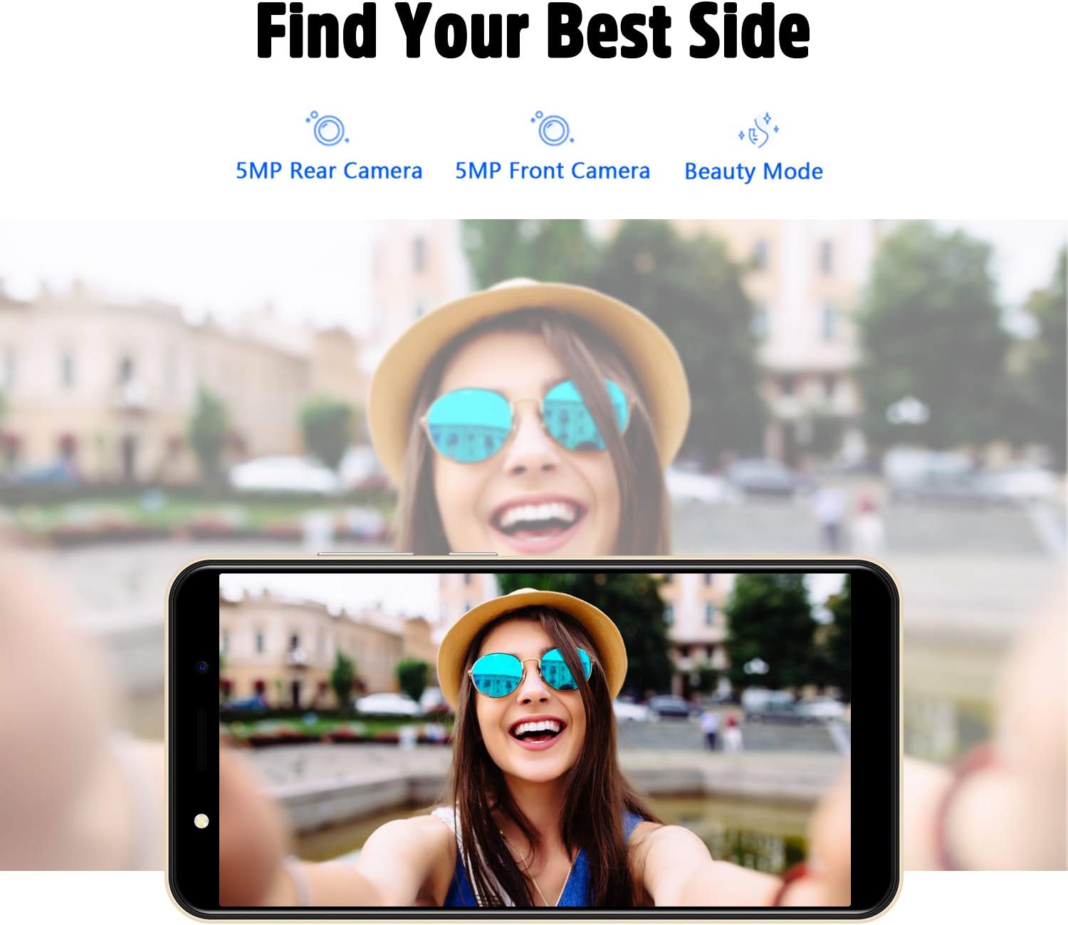 Best Deal Cheap 🛒 Xgody Mate10+ Smartphone Unlocked, Android 8.1 Cell Phones Cheap, Dual Sim-Free Mobile Phones with 5.5 inch HD Display, Dual 5MP Beauty Cameras + 8GB ROM (Gold)
