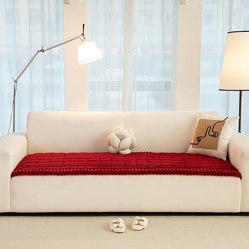 Miniatura 45 de Funda de sofá de felpa de piel sintética para perro, funda de sofá mullida y antideslizante con rayas 3D, manta para mascotas, sofá, protector de