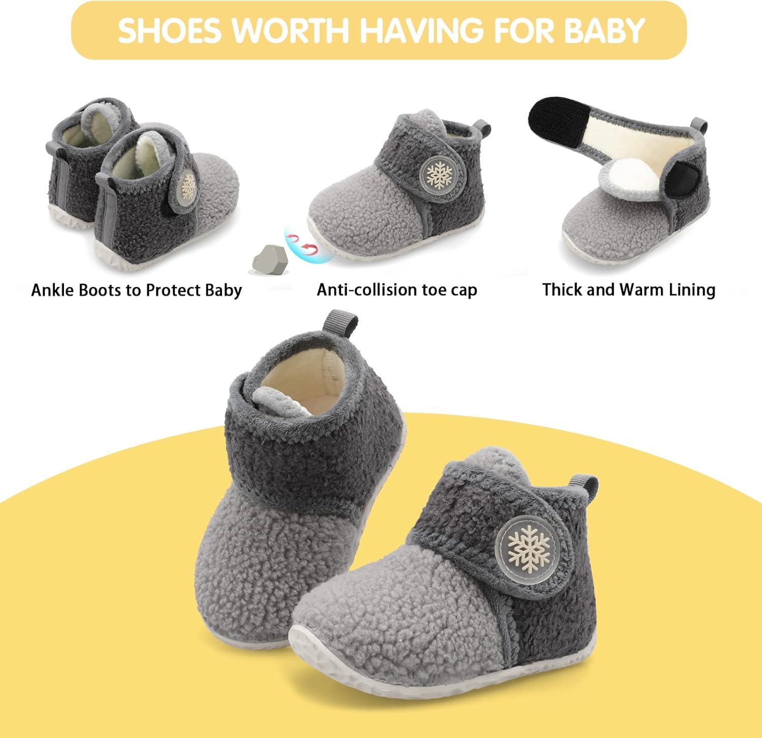 FEETCITY Baby Booties Girls Boys Infant Slippers First Walkers Shoes Warm Socks Newborn Crib Shoes - Image 4