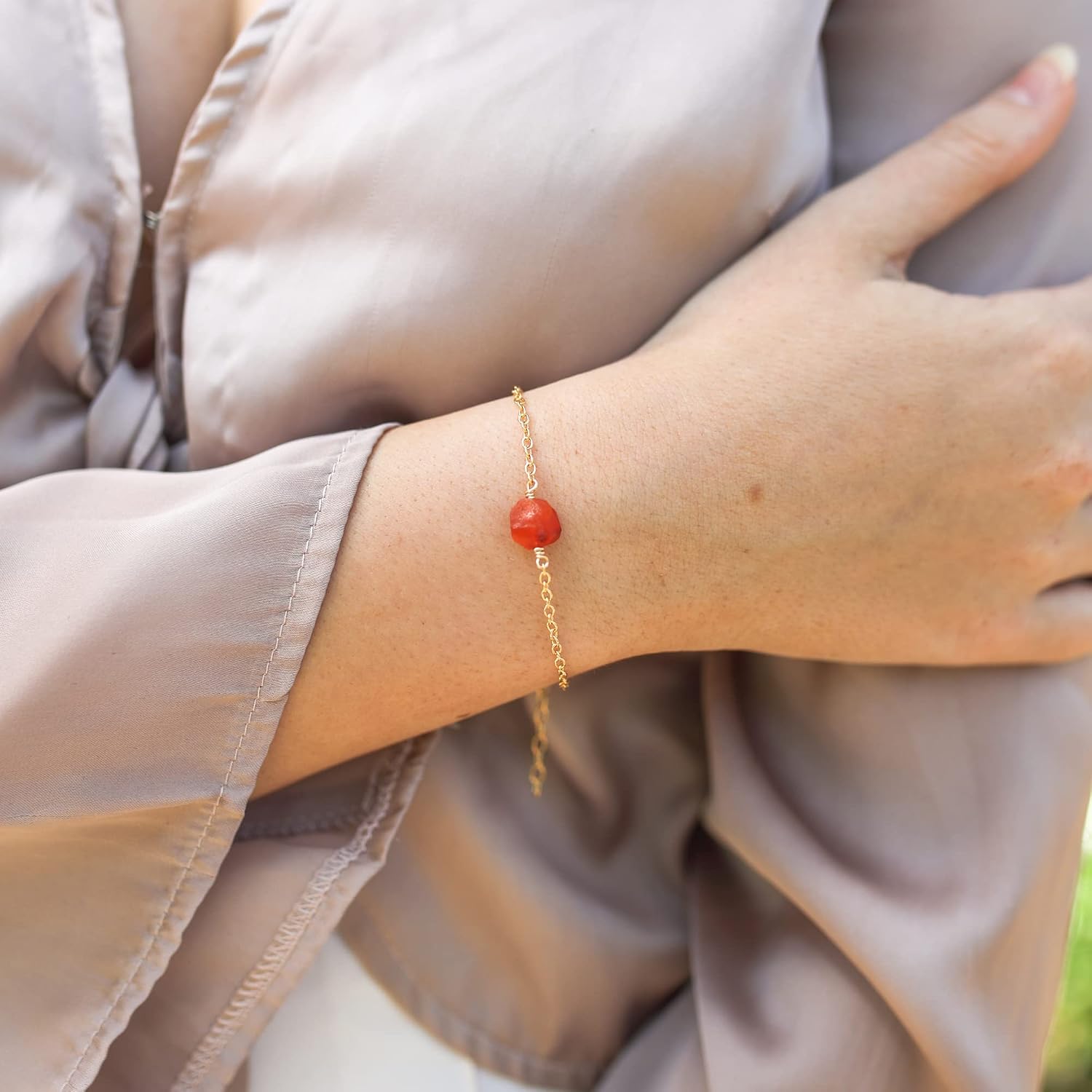Luna Tide Carnelian Raw Bracelet in 14k Gold Fill