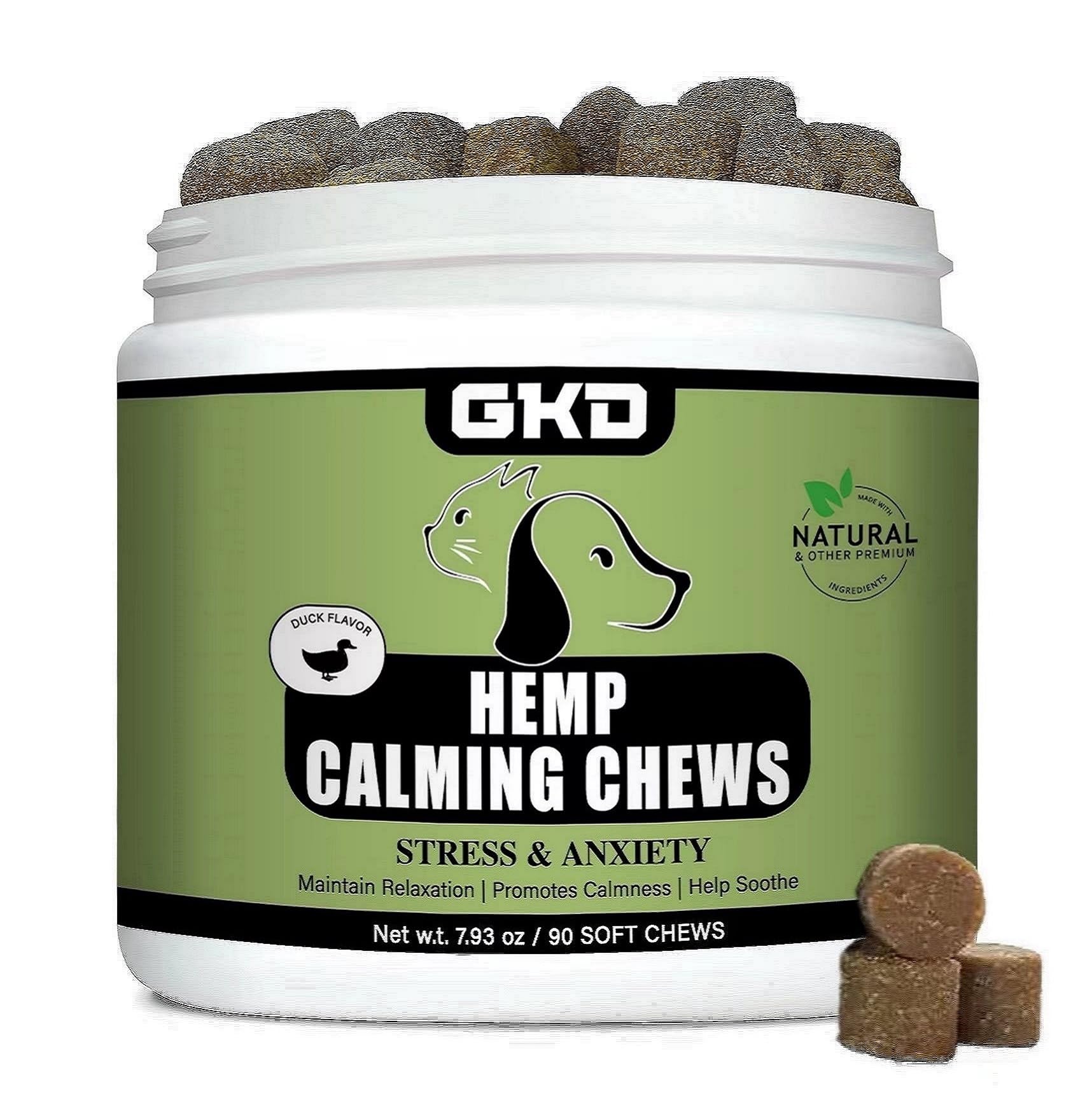 GKD Dog Calming Chews - Anxiety Relief Treats, Hemp Camling Chews for Dogs, Stress Relief, Thunderstorms, Barking, Aid with Separation, Reduce Hyperactive Aggression Enhance Joint Immunity