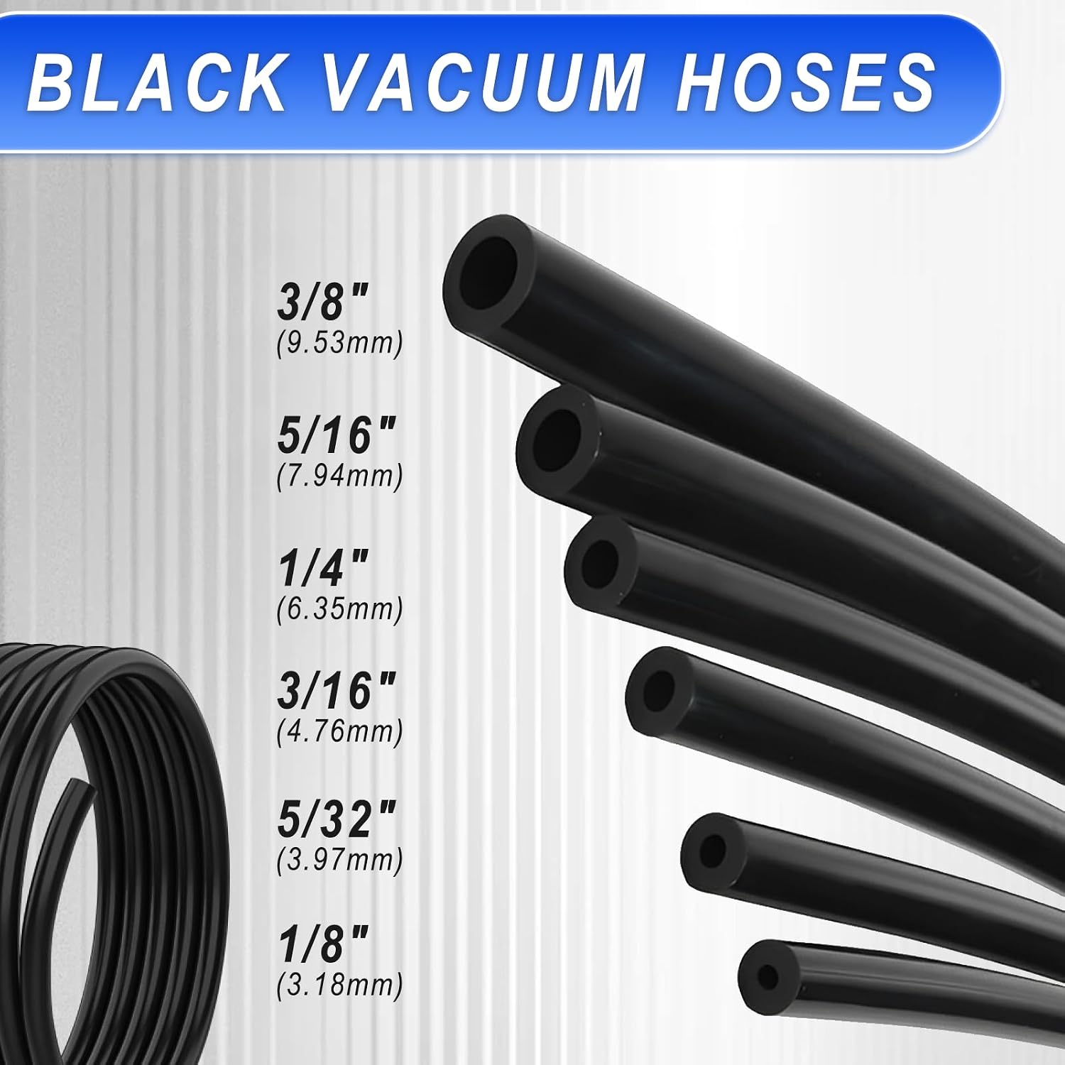 70 PCS Vacuum Hose Kit, 6 PCS 5 Ft Vacuum Hose Automotive + 64 PCS Line Connectors, Replacement Parts for Automotive Fluid Line Repair Windshield Washer Garden Drip Irrigation Aquarium