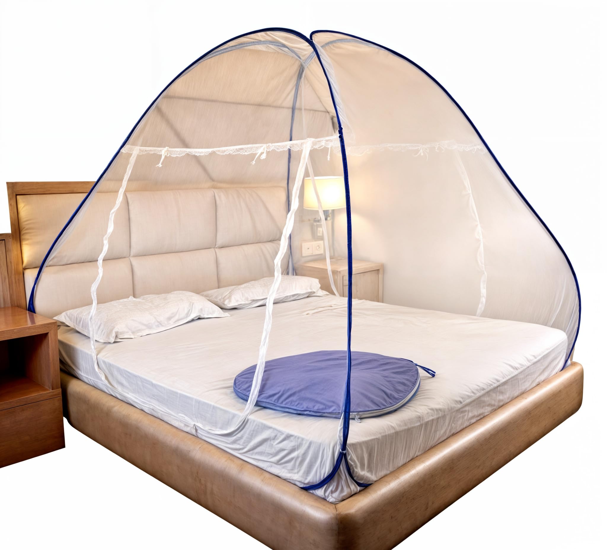 The Interio Era Mosquito Net for Double Bed | Foldable King Size Macchardani with Mobile Pocket | 30GSM Strong See Through Polyester Net | Corrosion Resistant Steel Wire- Blue (B0CQRSZM9H) Amazon Price History, Amazon Price Tracker