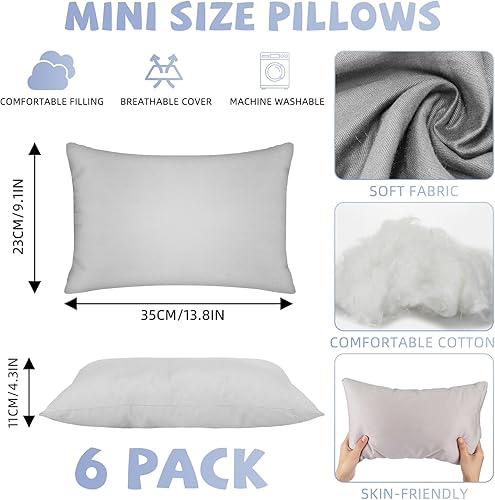 Miniatura 2 de Kigley Paquete de 6 mini almohadas pequeñas a granel de 14 x 9 pulgadas, almohada suave para siesta de viaje, para guardería, siesta de mascotas,