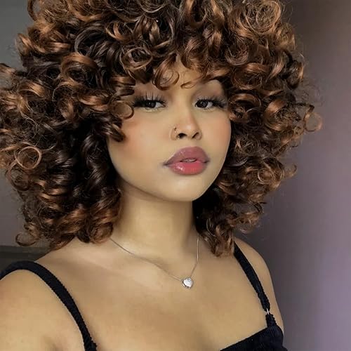 Miniatura 7 de PHOENIXFLY Peluca sintética negra para mujer, 12 pulgadas de largo, rizada, resistente al calor, gorra ajustable