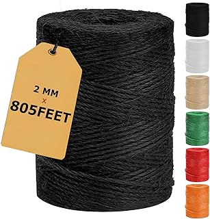 Vanhench 805ft Black Twine String, Black Hemp Jute Rope Cord Twine for Christmas Decorations, Arts & Crafts, Gift Wrapping, String for Bracelets, Art Decoration Packing Material