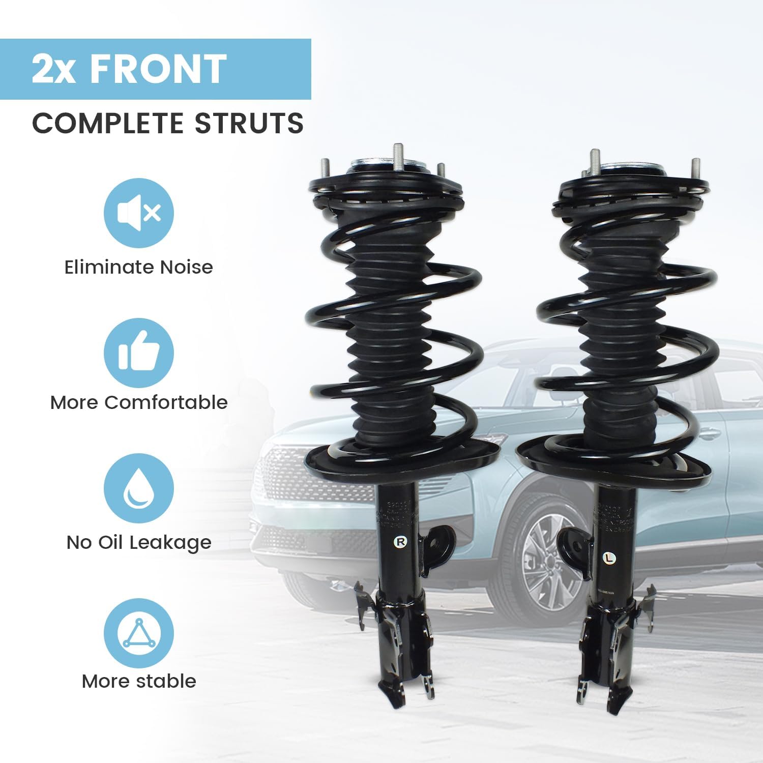 2PCS Front Struts Shocks Assembly w/Coil Spring Fit for 2006-2008 Toyota RAV4 2.4L L4, for 2009-2012 Toyota RAV4 2.5L L4 Front Shock Absorbers, Left & Right Replace 172275 172276